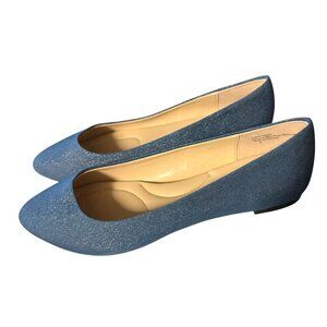 Coach & Four Women's Blue Glitter Pointed Toe Ballet Flats Size 8 NWOT